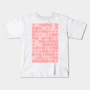 Girly Pinkish Geometric Pattern - Flowers & Stars #18 Kids T-Shirt